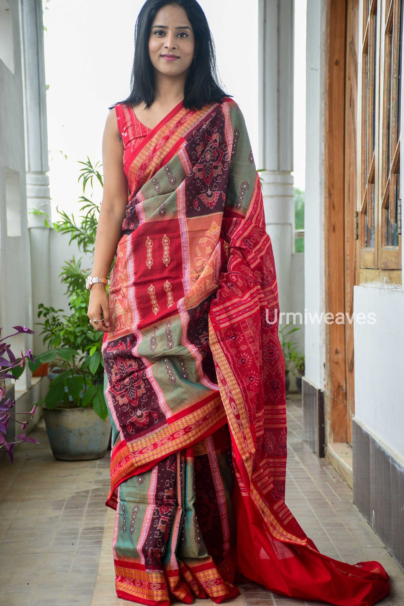 Maroon Printed Bomkai Cotton Sambalpuri Saree, 6.3 m (with blouse piece) at  Rs 3350 in Sonapur