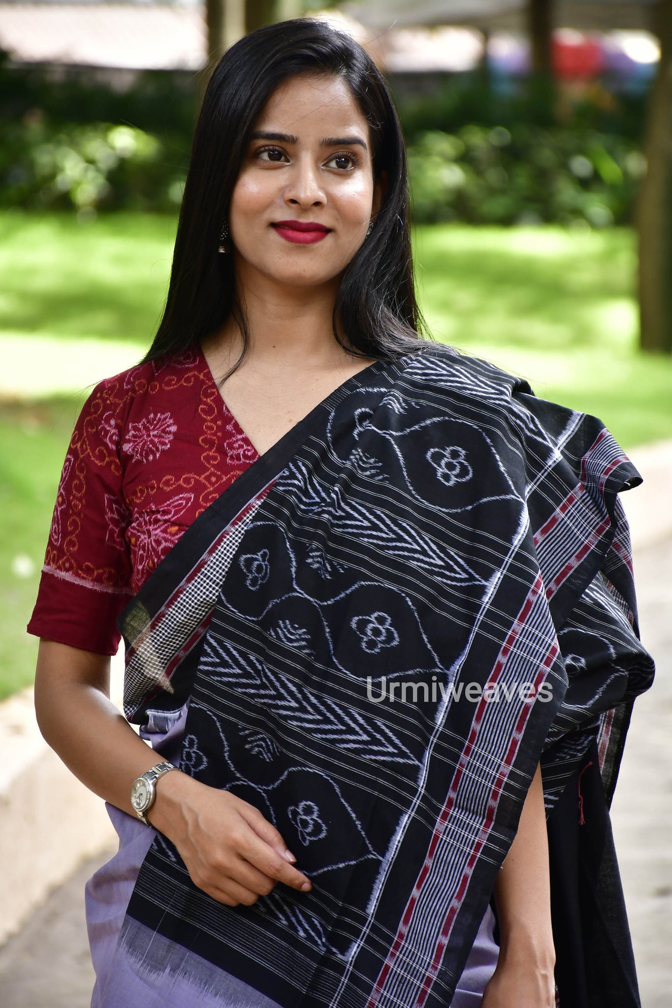 Musical instruments design sambalpuri cotton saree with blouse piece